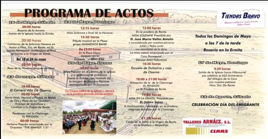 Programa de actos Virgen de Ronte